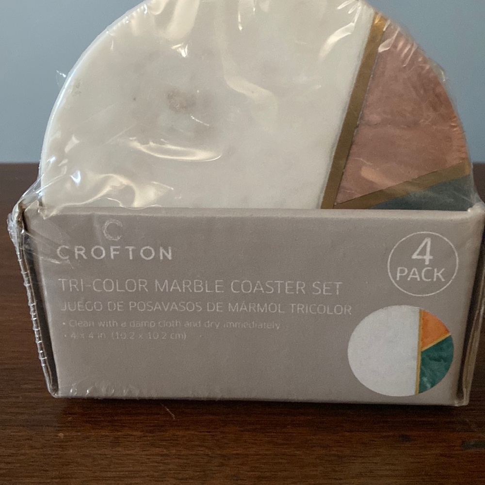NWT TriColor Marble Coaster Set of 4